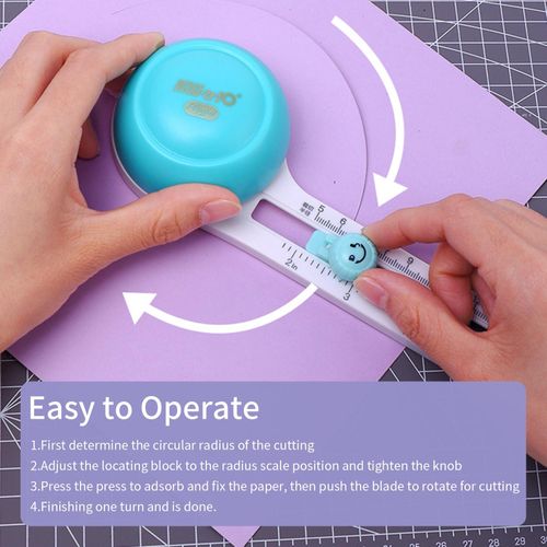 KW-triO Circular Paper Cutter Rotary Circle Cutter Manual Round Cutting Tool Paper Trimmer Scrapbooking Tool with Replacement Cutter Head for DIY Paper Cards Craft Supplies Sewing Tool NO5112