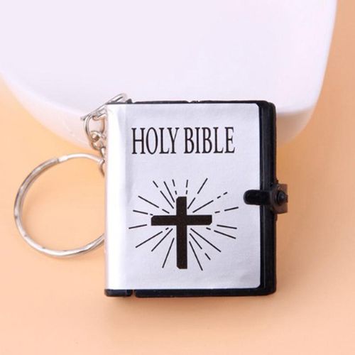 Special Mini Holy Bible Keychain English Religious Miniature Paper Spiritual Christian Jesus Cover Keyring