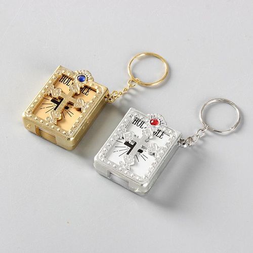 Special Mini Holy Bible Keychain English Religious Miniature Paper Spiritual Christian Jesus Cover Keyring