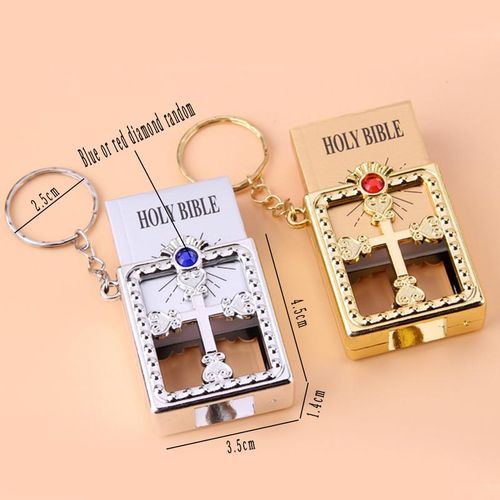 Special Mini Holy Bible Keychain English Religious Miniature Paper Spiritual Christian Jesus Cover Keyring