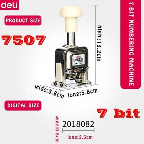 Deli 7506-7515 Heavy Automatic Numbering Machine 3-15 Bits/ Wheel Date Page Business Stamp For Financial Bank-7bits