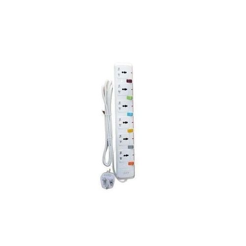 Original G&T 6 Ways Overload Protection Extension Cable Socket - White