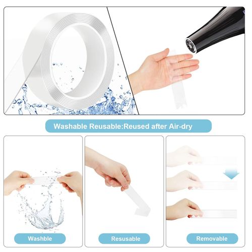 20/30/50mm Double Sided Transparent Tape Heavy Duty Multipurpose Removable Adhesive Grip Reusable Strong Sticky Wall Tape Strips
