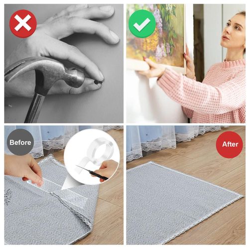 20/30/50mm Double Sided Transparent Tape Heavy Duty Multipurpose Removable Adhesive Grip Reusable Strong Sticky Wall Tape Strips