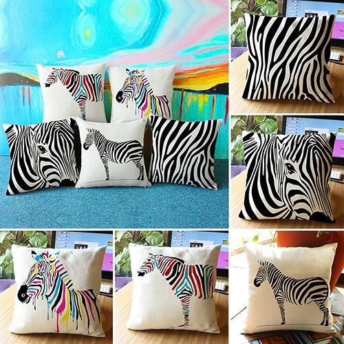 Throw Pillow Case Sofa Waist Cushion Cover Zebra Print Pillowcase Home Decor