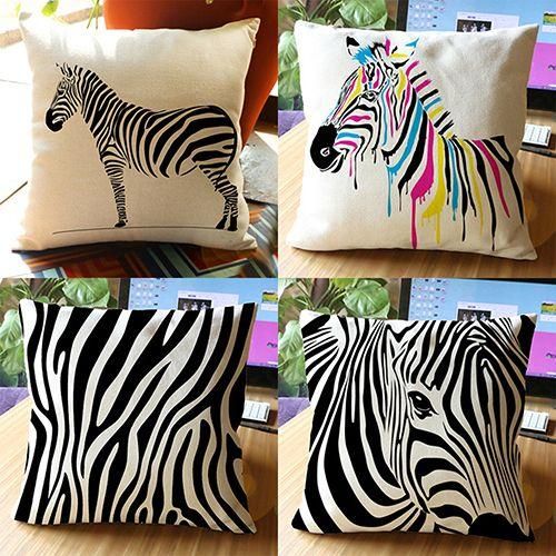 Throw Pillow Case Sofa Waist Cushion Cover Zebra Print Pillowcase Home Decor