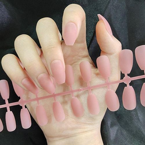 24Pcs DIY Charmful Art Natural Matte Nails Tips Press On Jelly Purple