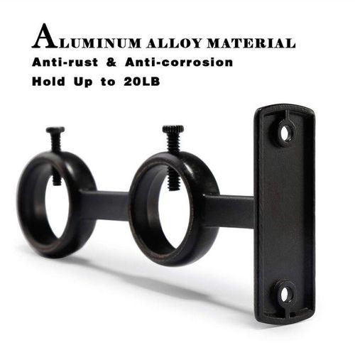 Curtain Rod Bracket, 2Pcs Double Curtain Rod Holder, Double Rod Brackets Hooks for Living Room Bedroom Curtain Rods
