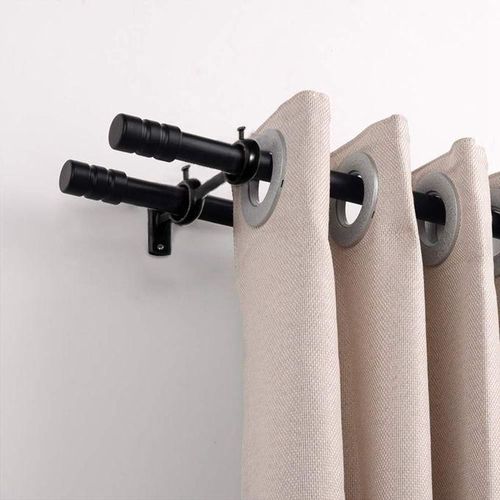 Curtain Rod Bracket, 2Pcs Double Curtain Rod Holder, Double Rod Brackets Hooks for Living Room Bedroom Curtain Rods