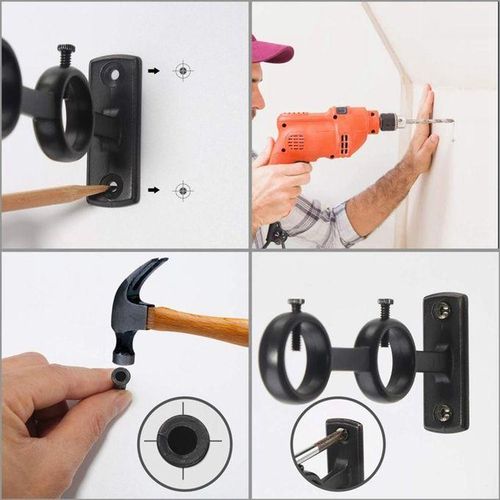 Curtain Rod Bracket, 2Pcs Double Curtain Rod Holder, Double Rod Brackets Hooks for Living Room Bedroom Curtain Rods