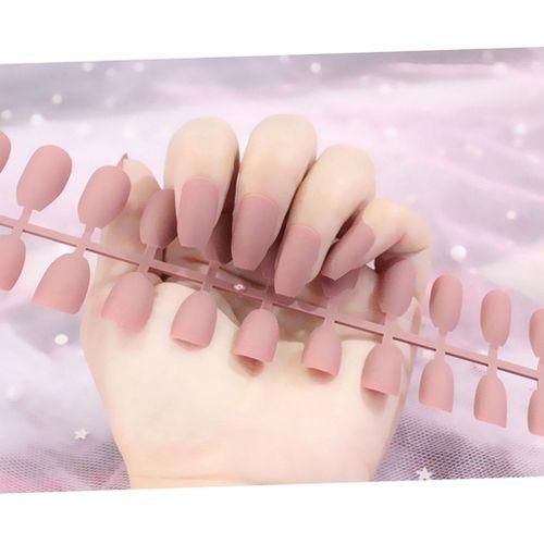 24Pcs DIY Charmful Art Natural Matte Nails Tips Press On Patch  Beige
