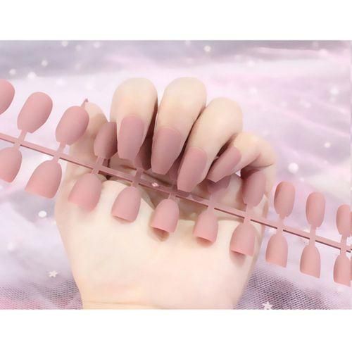 24Pcs DIY Charmful Art Natural Matte Nails Tips Press On Patch  Beige