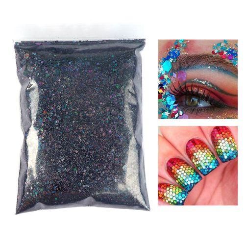 50g Iridescent Holographic Nail Glitter Sequins 3D  Nail Black