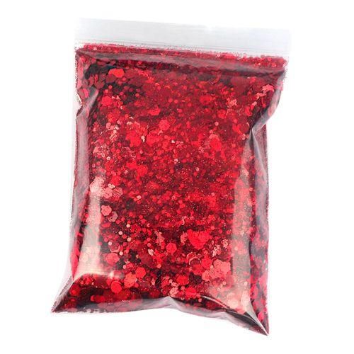 50g Iridescent Holographic Nail Glitter Sequins 3D  Nail Red