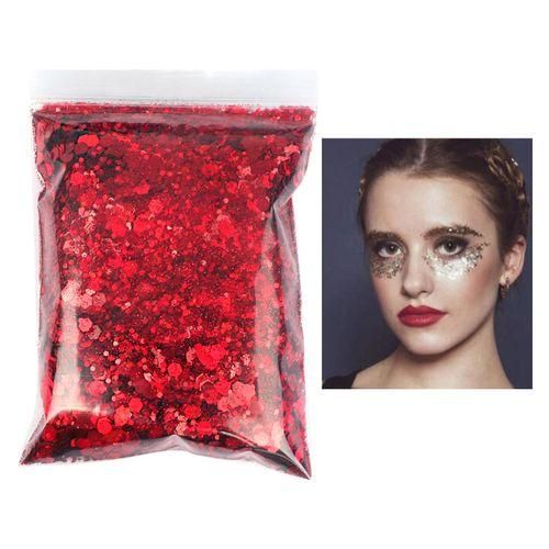 50g Iridescent Holographic Nail Glitter Sequins 3D  Nail Red