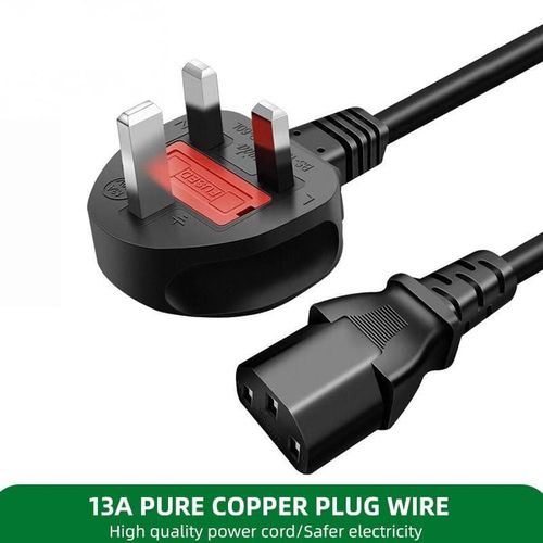 XLT Desktop Power Cable 250V 13A Monitor Power Cord 3 Pin UK Main Leads Universal AC Power Cord Replacement for PC Computer Printer LED LCD Smart TVs - 1.5m