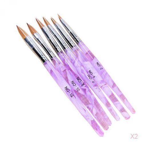 12x 6 Different Size Sable Violet Nail Art Brush NO.2,4,6,8,10,12 Pen