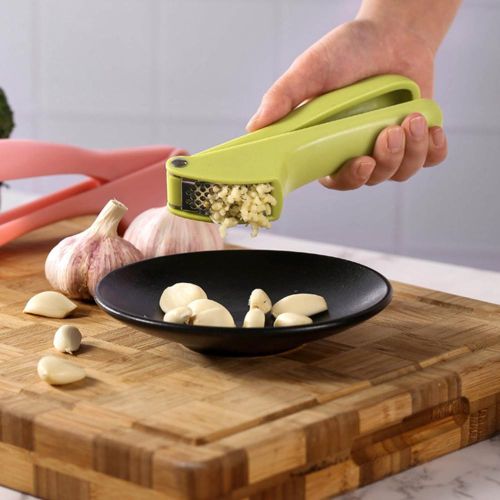 Stainless Steel Manual Garlic Press Sturdy Heavy Duty Effortless Tool for Home Kitchen Ginger and Seeds NO5249