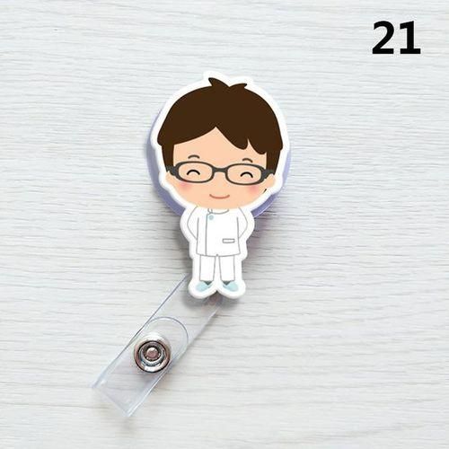 Retractable Badge Reel Nurse Exhibiton Id Name Card Badge Holder Cute Clips Key Card Holder Belt Clips Keychain Car Pendant Key