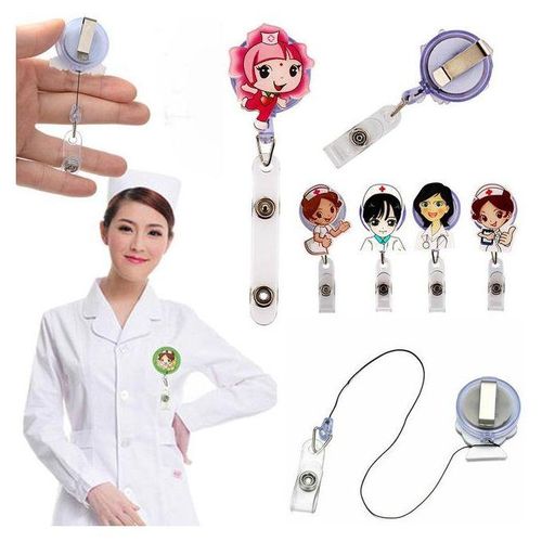 Retractable Badge Reel Nurse Exhibiton Id Name Card Badge Holder Cute Clips Key Card Holder Belt Clips Keychain Car Pendant Key