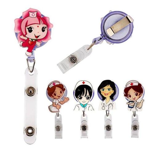 Retractable Badge Reel Nurse Exhibiton Id Name Card Badge Holder Cute Clips Key Card Holder Belt Clips Keychain Car Pendant Key