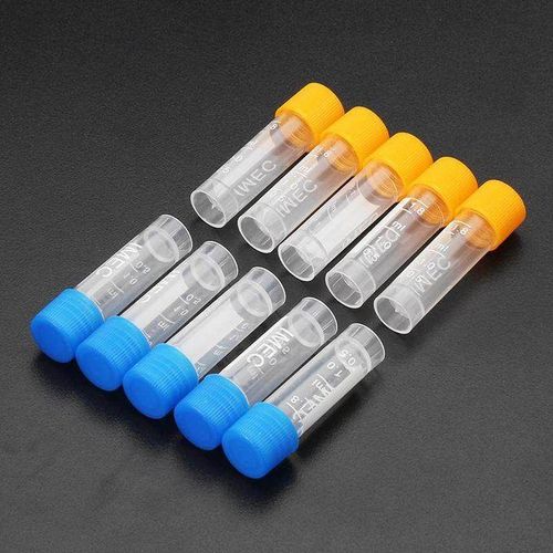10pcs 1.8ml Plastic Graduated Vial 0.063oz Cryovial Tube Sample Blue/Yellow