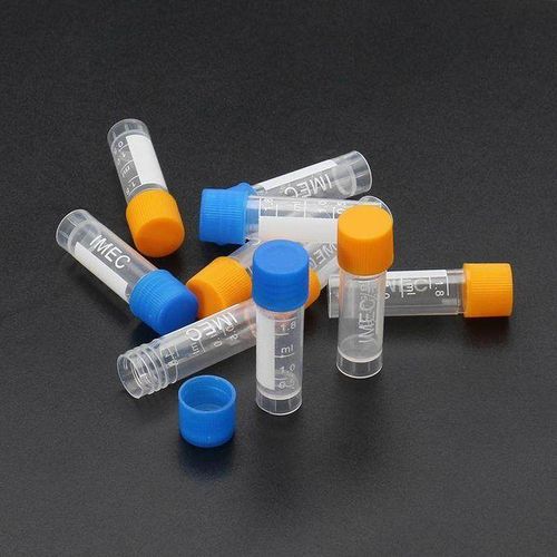 10pcs 1.8ml Plastic Graduated Vial 0.063oz Cryovial Tube Sample Blue/Yellow