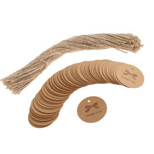 100 Vintage Round Kraft Paper Tags Thank Tags Party
