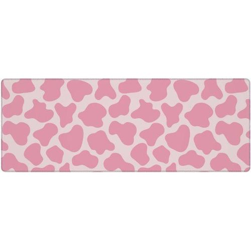 Pink Cow Mouse Pad Large Mouse Pad Mouse Pad Extended Mouse Mat Desk Pad Thick Long Non-Slip Rubber Base 31.5x11.8x0.12 Inch