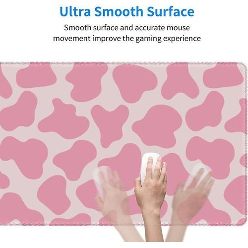 Pink Cow Mouse Pad Large Mouse Pad Mouse Pad Extended Mouse Mat Desk Pad Thick Long Non-Slip Rubber Base 31.5x11.8x0.12 Inch