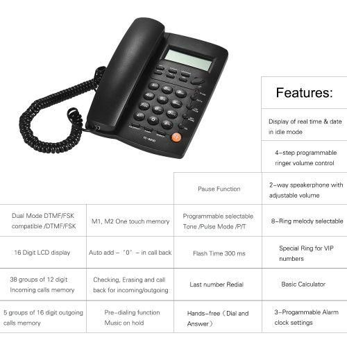 Desktop Corded Telephone Phone With LCD Display Caller ID