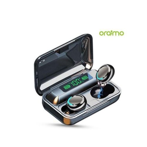 Oraimo Airpod F9 Wireless with A mini power bank on-Black