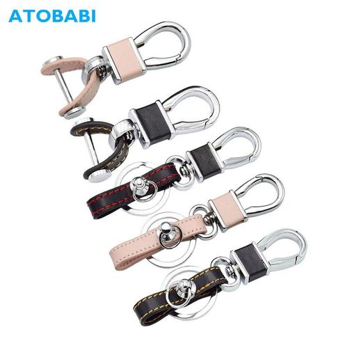 Leather Car Key Ring Anti-Lost Screw Keyring Keychain Metal Remote Control Holder For Nissan Skoda Hyundai Toyota Auto Key Chain