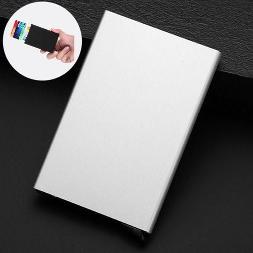 Antimagnetic Stainless Steel PU Business Card Holder Credit Card Case, Size: 9.5*6.5*0.8cm(White)