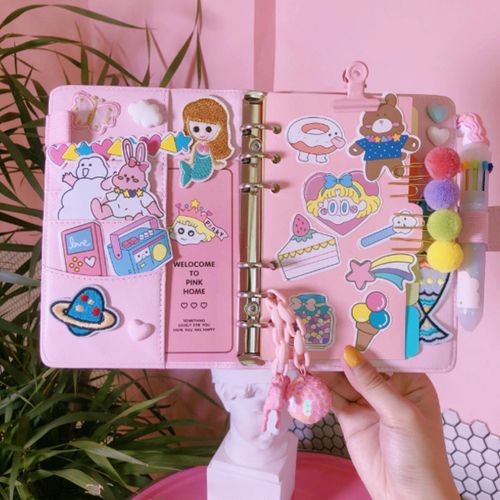 A6 Diary Cute Cartoon Notebook Girl Heart Account Diary Plan Notebook Loose-leaf Notebook Pink