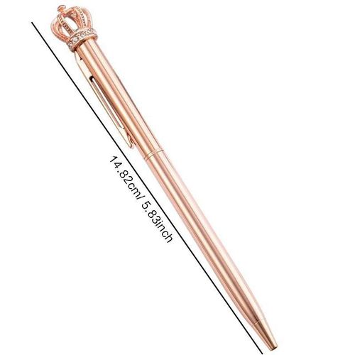 1PC Premium Metal Ballpoint Pen with Crown Diamond Nibs and Pen Clip Design Black Ink Medium Point 1.0mm for School, Gifts, Cute Kids Gold