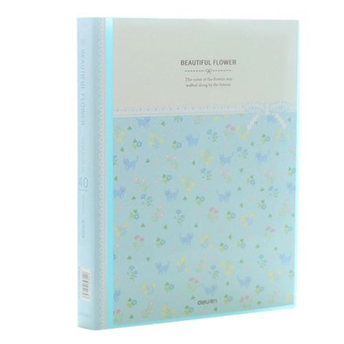 40 Pages A4 Paper Documents Floral File Holders Storage-Blue