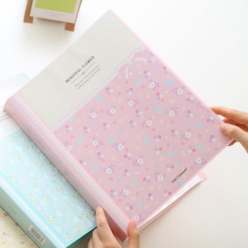 40 Pages A4 Paper Documents Floral File Holders Storage-Blue