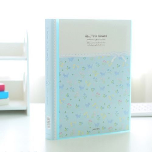 40 Pages A4 Paper Documents Floral File Holders Storage-Blue