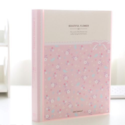 40 Pages A4 Paper Documents Floral File Holders Storage-Blue