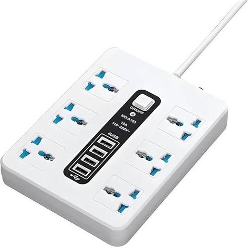 Heavy Duty G&T UK 6 Socket Extension Cable With Overload Protection, 3 Meters Cable &ndash; White