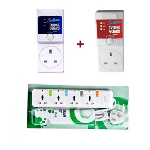 Sollatek Package Of TV Guard Plus Fridge Protector Plus Extension Cable 4 Ways-White