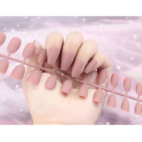 Charmful Women Art Natural Matte Nails Tips Press On Patch Nail  Beige