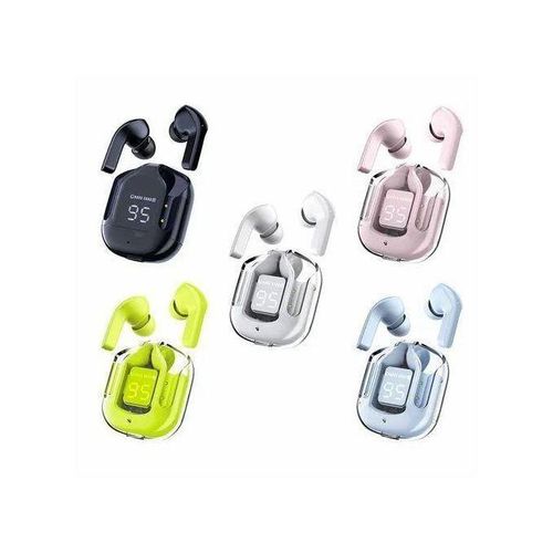 TWS Ultrapods Earbud with Display, Transparent Design - Black