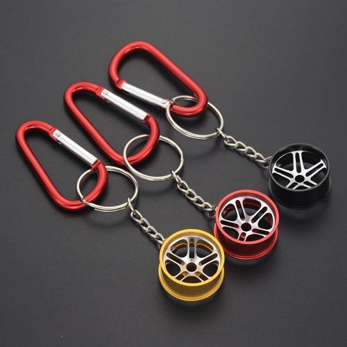 Car Tuning Alloy Wheel Rim Keychain Key Chain Auto Turbo Keyring Holder With Spin Brake Discs Hub Key Ring For Car Dropshipping