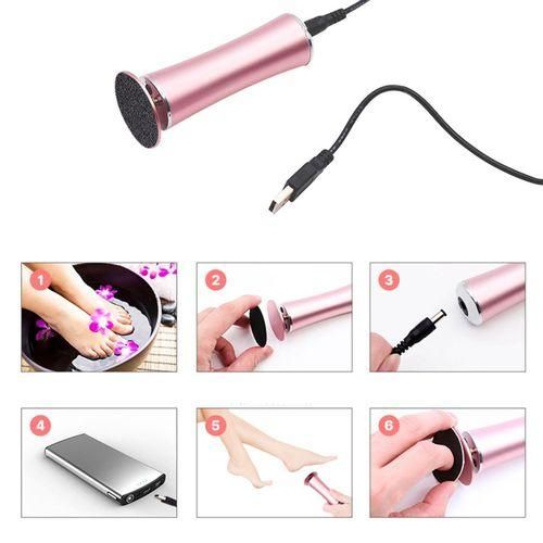 Electric Foot Files USB Rechargeable Pedicure  Scrubber Black