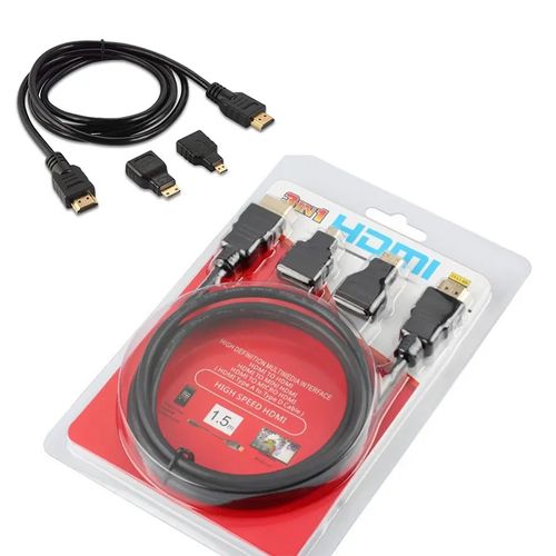 3 in 1 HD 1.5M HDMI to HDMI Cable + Micro HDMI Adaptor + Mini HDMI adapter