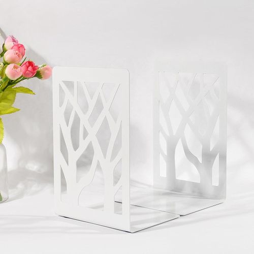 Forever 2pcs Black Metal  Ends Shelf Holder White