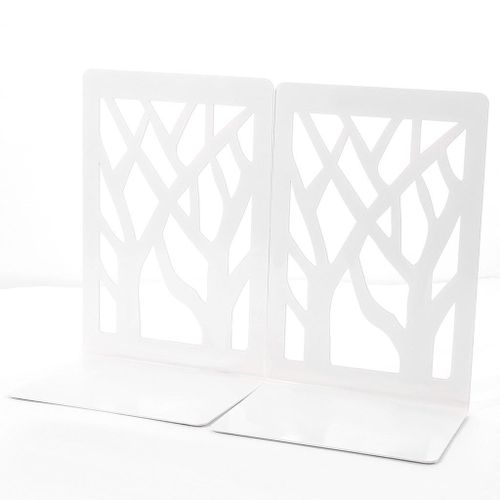 Forever 2pcs Black Metal  Ends Shelf Holder White