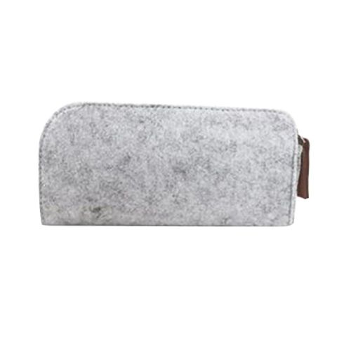Portable Students Flat Pen Bag Pencil Case-Light Gray